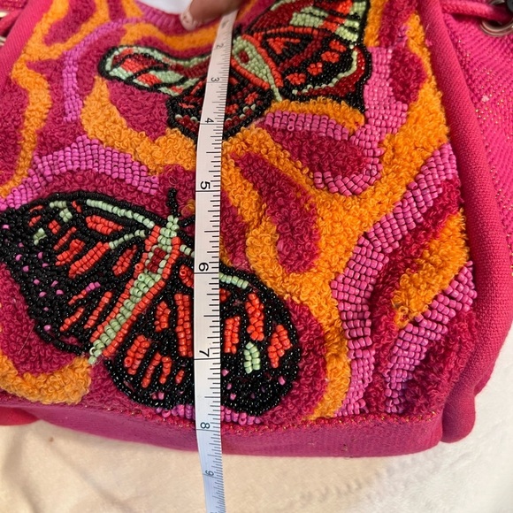 🦋🩷America & Beyond Vibrant Pink Beaded Butterfly Tote Bag🦋🩷NWT - Picture 15 of 16